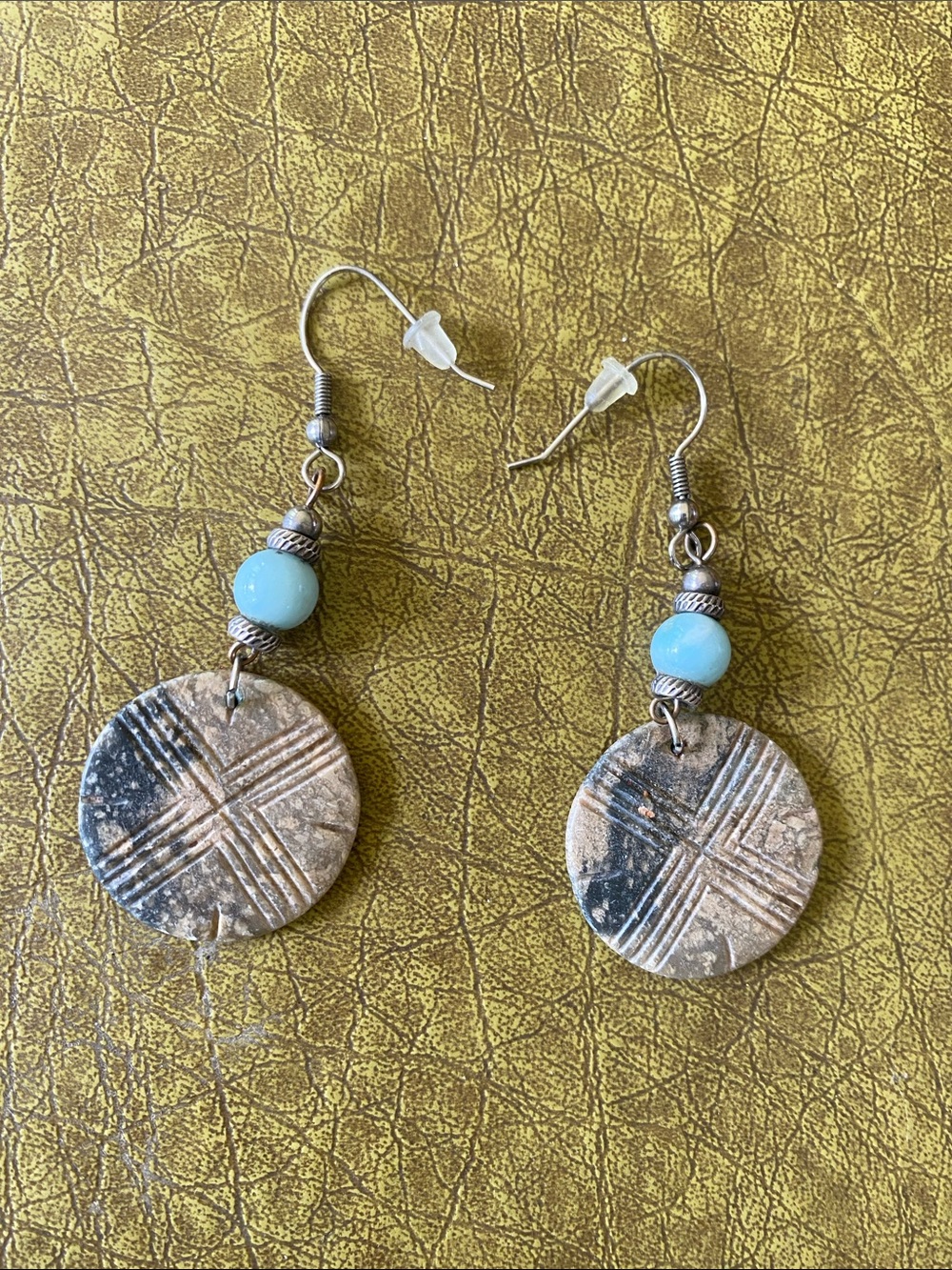 Handcrafted stone Bead Disc Drop Earrings - Women Jewelry
